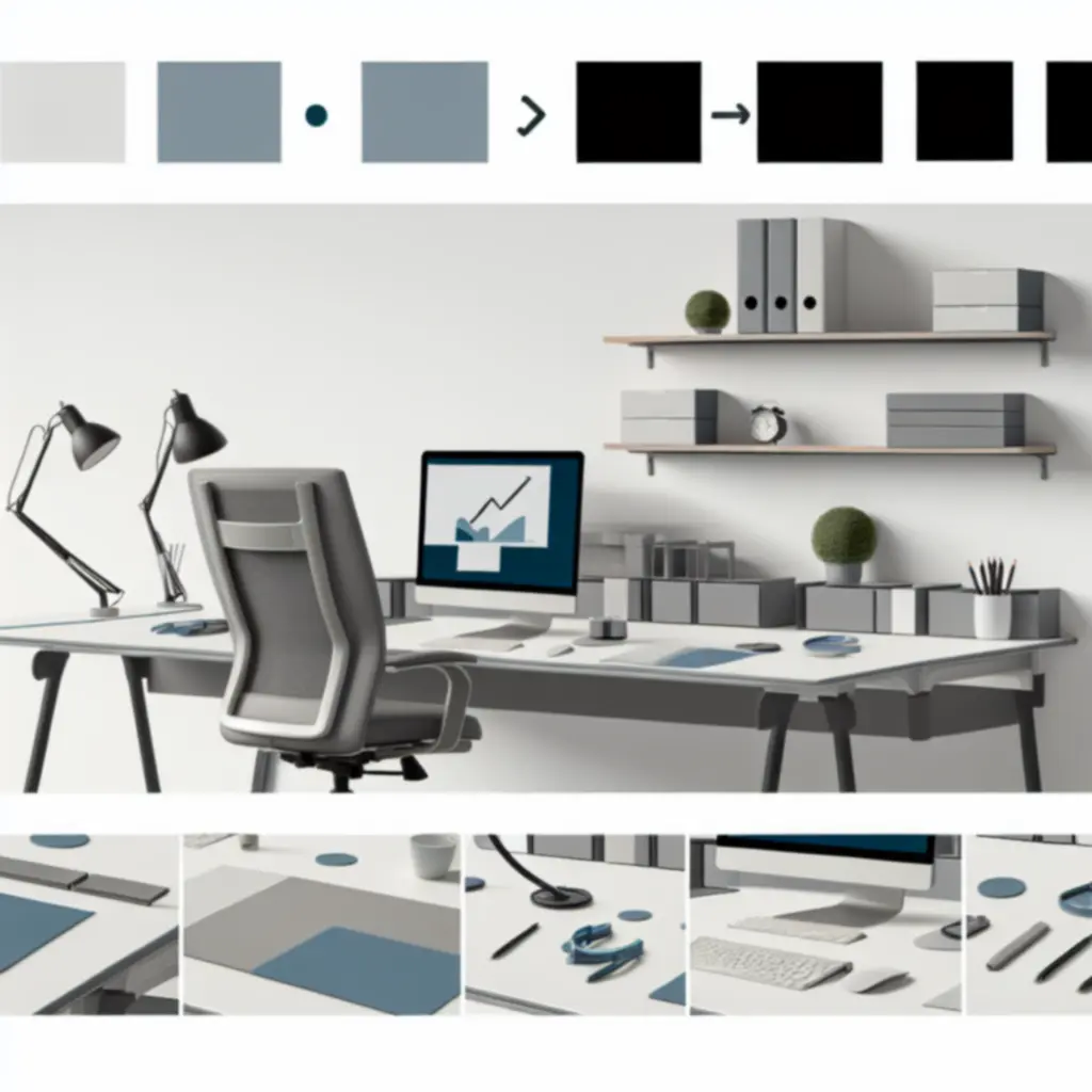 Bureau met organizers, kabelmanagement en accessoires voor een nette werkplek